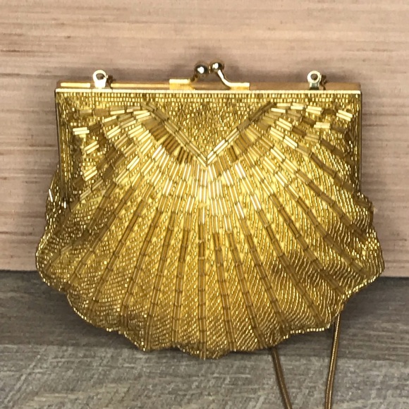 Handbags - Vintage gold beaded clutch